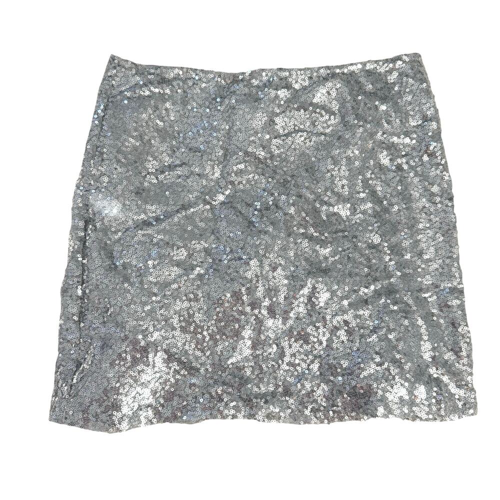 Lucky & Blessed Silver Sequin Mini Skirt Size M Party Night Out